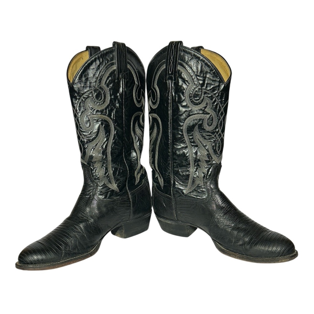 VINTAGE Tony Lama Men's Nacogdoches Exotic Teju‎ Lizard Boots Made USA 9 1/2 EE - Picture 4 of 9